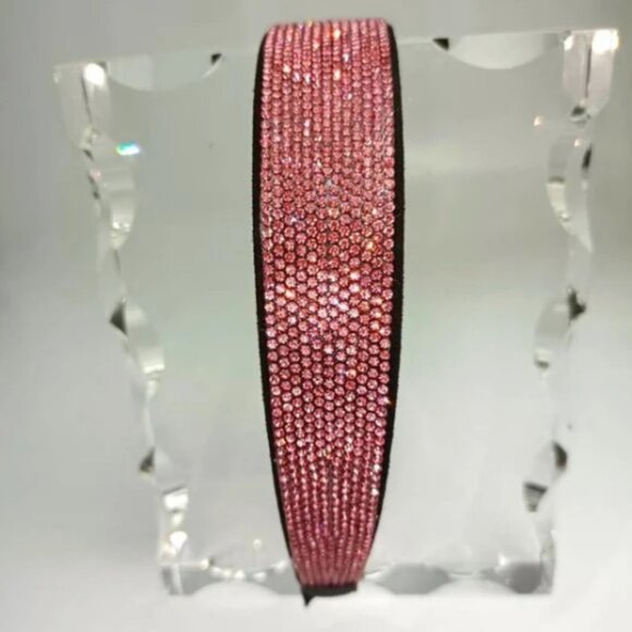 4 Pack Rhinestone Headbands Black Red Pink Silver Crystal Wide Hair Band Gift